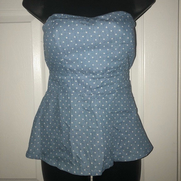 Denim & White Polka Dot Sleeveless Top - Picture 1 of 3
